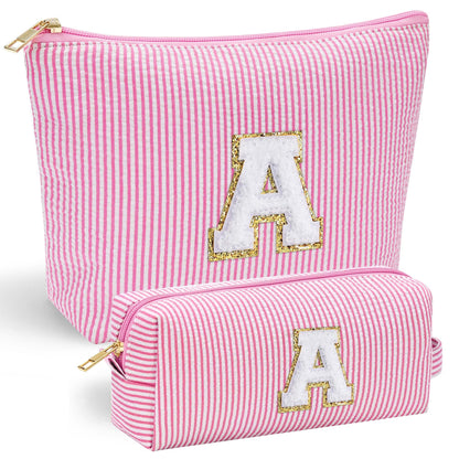 YOOLIFE Valentines Day Gifts for Kids Teen Girls Women | Initial Makeup Bag | Pink Cosmetic Bag Travel Bags | 11 12 13 14 15 16 Years Old Girl Gift Teacher Gift Teen Girl Gifts Trendy Stuff A