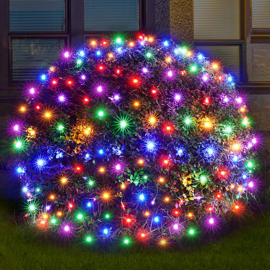 Led Christmas Net Lights Outdoor Christmas Decorations 120Led 6Ftx4Ft UL Certified Connectable Waterptoof Mesh Net Lights for Trees Bushes Shrubs Garden Outdoor Christmas Decorations(Multicolor)