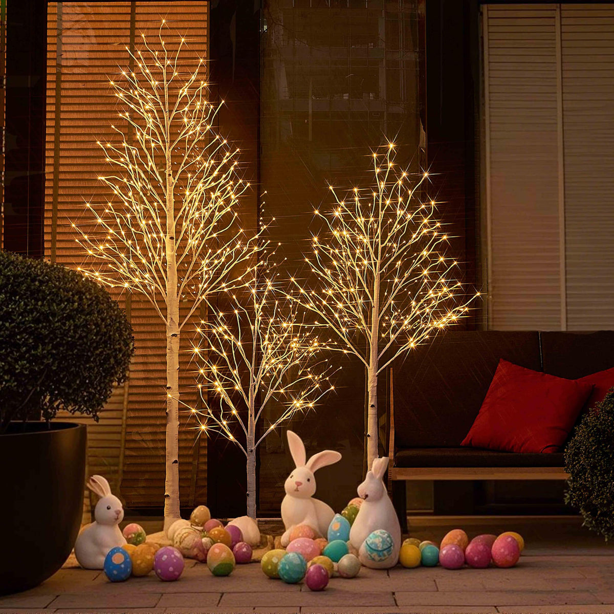 Hairui Lighted Birch Tree Plug in 4FT 72 LED White Twig Tree with Lights for Thanksgiving Christmas Room Decorations Indoor Outdoor