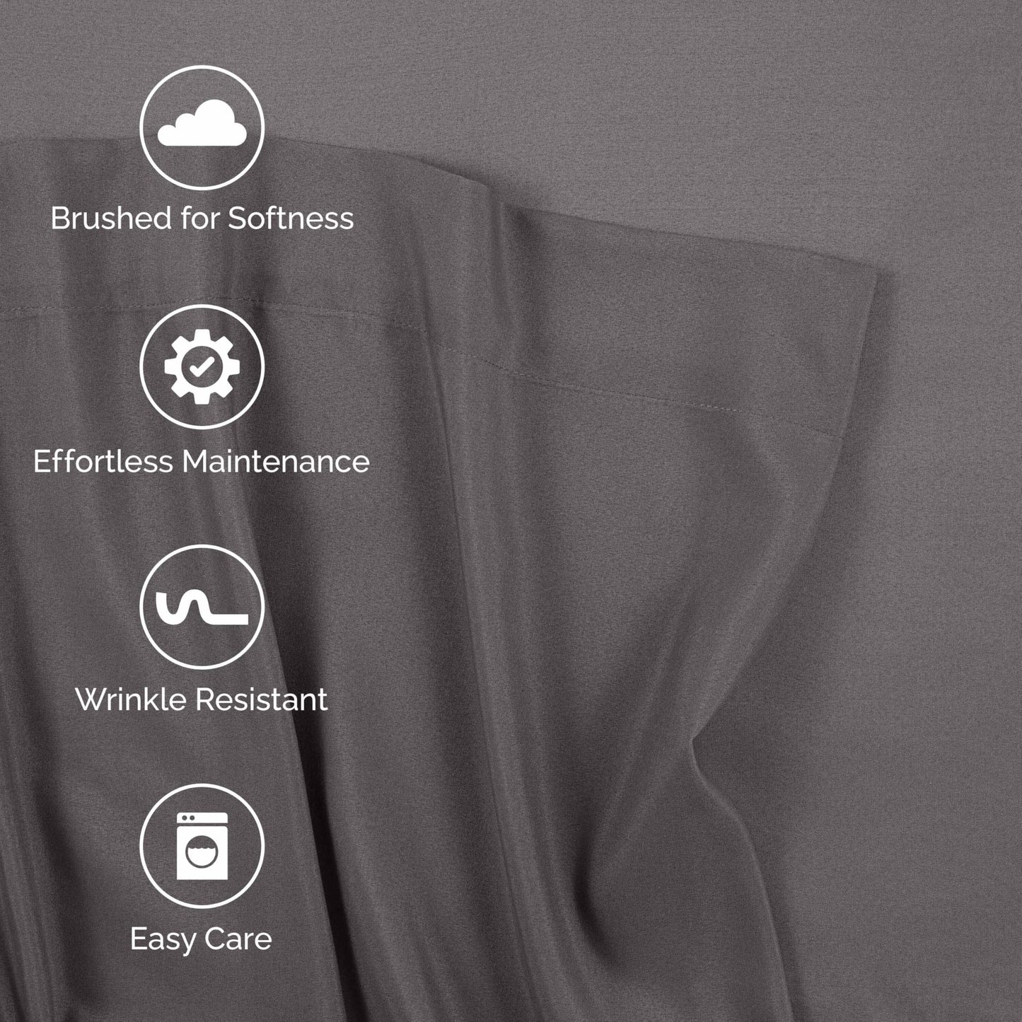 Martex Easy Living 3-Piece Microfiber Twin Sheet Set – Brushed Microfiber Sheets – Easy Care – Wrinkle Resistant – Durable Bed Sheets – Lightweight Bedding Set – Gray