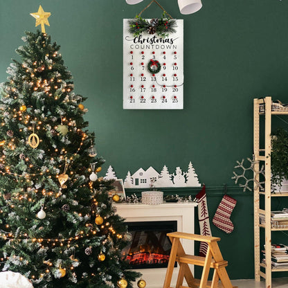 HOMirable Christmas Countdown 25 Days Wreath Advent Calendar Number Date Decor Merry Christmas Sign Rustic Wooden Home Decorations Holiday Xmas Party Ornament Gift