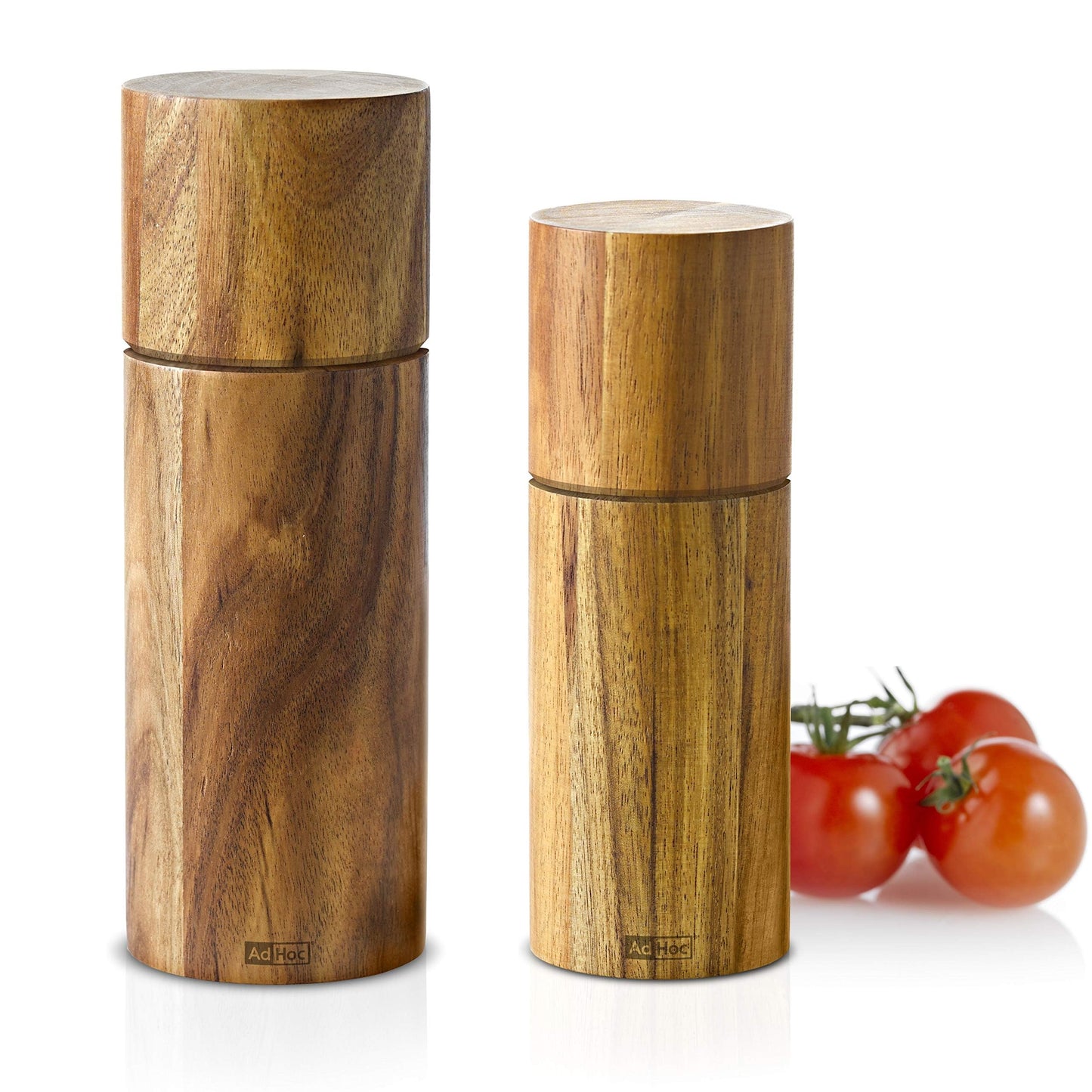 AdHoc Acacia Salt or Pepper Mill - Adjustable Salt or Pepper Grinder for Convenience - Refillable Manual Mill for Elegant Kitchen Decor - Salt & Pepper Shaker with 2 Year AdHoc Guarantee - 6.7"