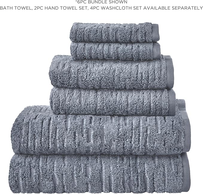 SKL Home CloudSoft 100% Cotton Luxury 6-Piece Towel Set, 600 GSM, Ultra Plush &