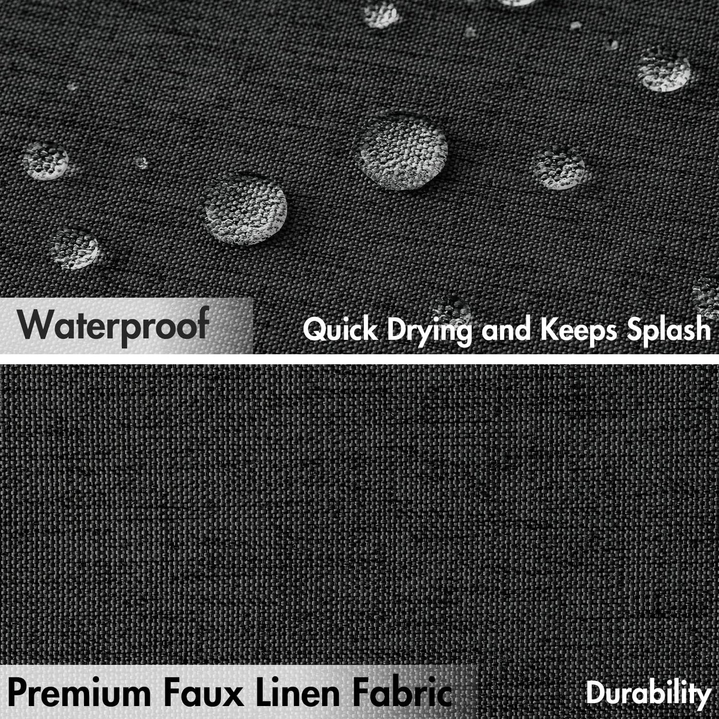 MIULEE 84" Long Scalloped Shower Curtain Linen Textured with 12 Metal Hooks Cute Extra Long Heavy Duty Washable Waterproof Cloth Halloween Shower Curtains with Black Border for Bathroom Hotel,Black