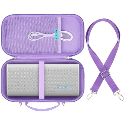 RAIALL Hard Travel Case for Sony ULT Field 3 Wireless Portable Bluetooth Speaker, Sony ULT Field 3 Protective Carrying Storage Bag, Purple+Shoulder Strap