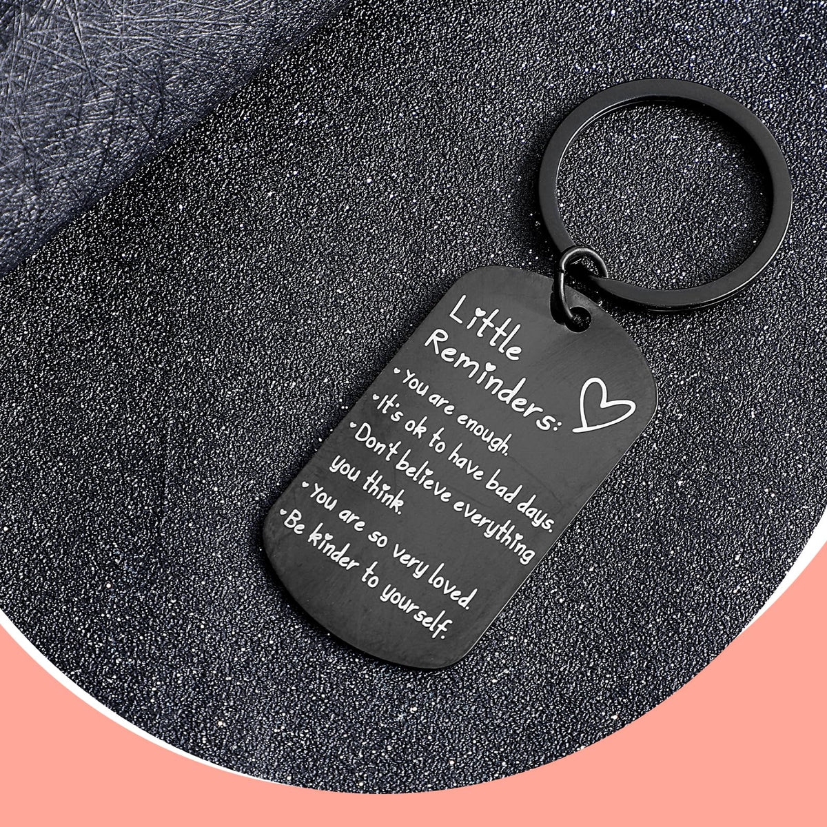 Heclia 3 PCS Litter Reminders Keychain Inspiration Keychain Gifts for Women Men Mental Health Gifts Set Affirmation You Are Enough Keyring Printed Encouraging Quotes Key (Black, Silver, Rose Gold)