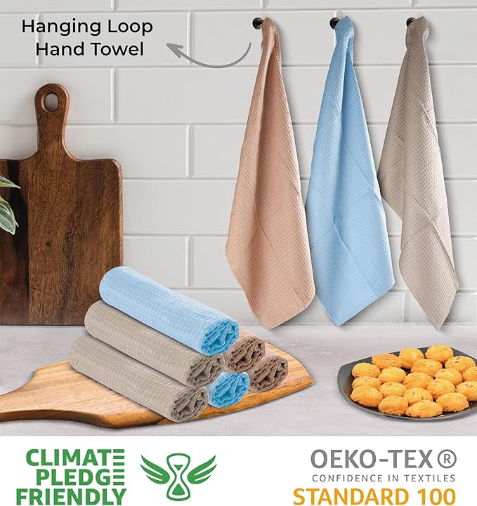 Urban Villa Kitchen Towels Waffle Dish Cloths Multi Color Set of 6 Over Sized