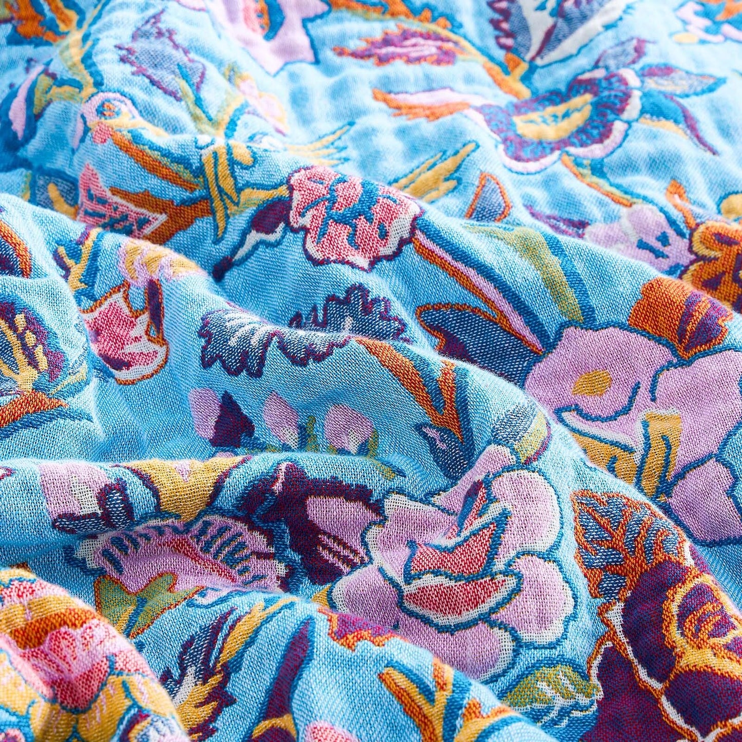XIBLC Fall Blanket for Bed, 100% Cotton Soft Rustic Boho Throw Blanket Quilt, 60"x80" Farmhouse Decor Bed Flower Blankets, Light Weight Reversible Bohemian Throw Quilt