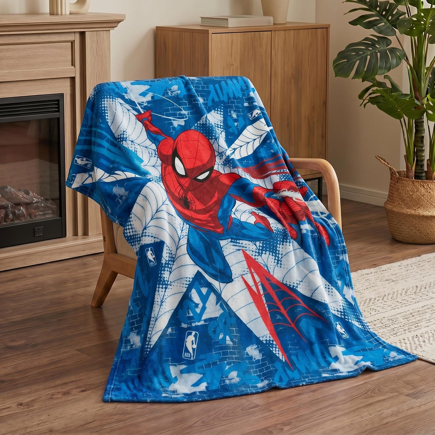 Northwest Disney Spiderman Plush Throw Blanket, 46" x 60" Silk Touch Soft Fleece Marvel Blanket for Boys Kids & Adults, Officially Licensed