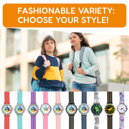 Kiddus Educational Watches for Girls. Children Watch to Learn Time. Analogue First Watch for Kids from 5 Years Old. Time Teacher Exercices Included