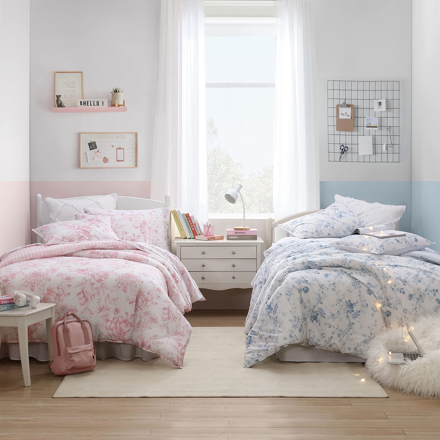 Laura Ashley – Queen Comforter Set, Soft Bedding with Matching Shams, Reversible Floral Room Decor, College Dorm Room Essentials (Delphine Pink)