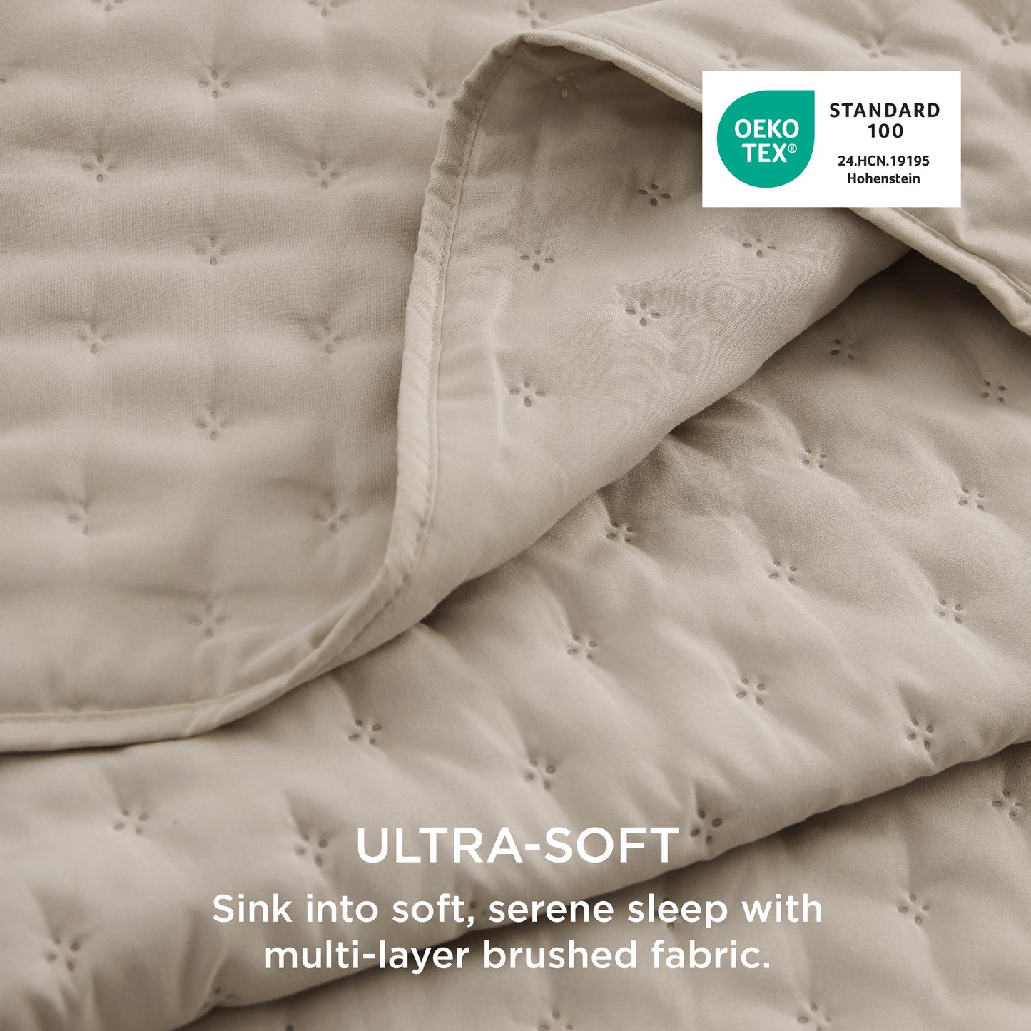 Bedsure King Quilt - Linen Bedspread King Size & Lightweight Comforter, Modern Farmhouse Coverlet with Clover Pattern, Ultra Soft All-Season Bedding, 106 x 96 Inches