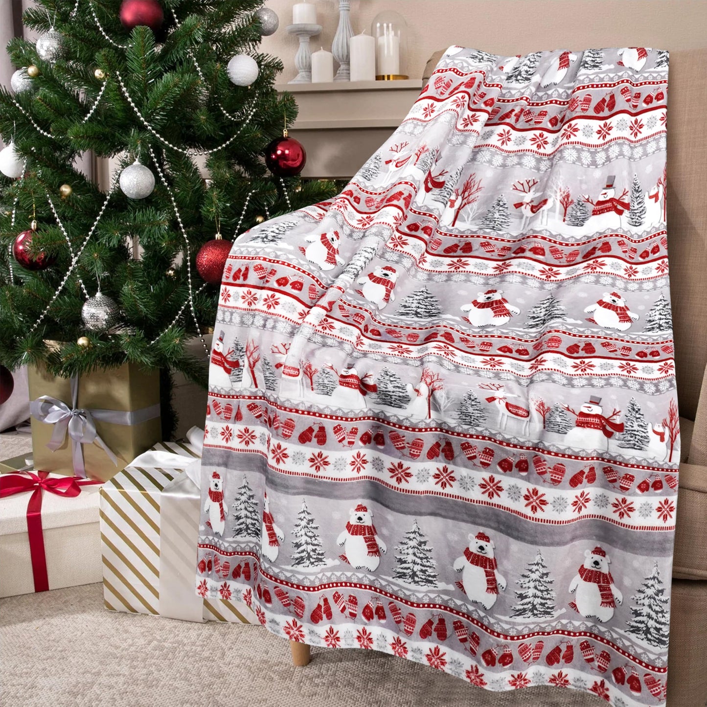 Christmas Blanket Soft Cozy Lightweight Throw Blanket for Couch Sofa Bed Living Room Home Decor for Boys Girls Kids Adults Gift 50x60 inch