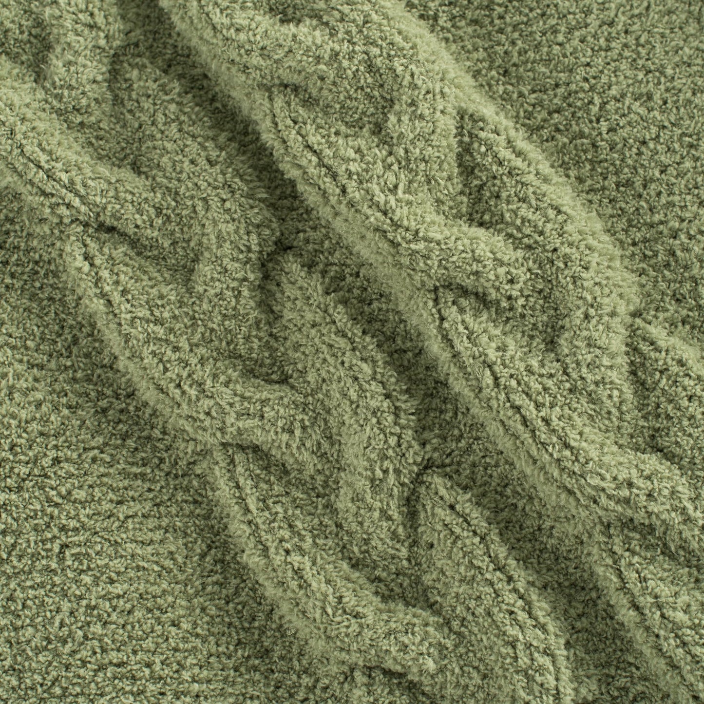 GINAMUSE Chunky Knit Blanket Super Soft Cable Fluffy Microfiber Cozy Warm Winter Blankets for Couch Sofa Bed Twin Size 60"X80" Olive Green
