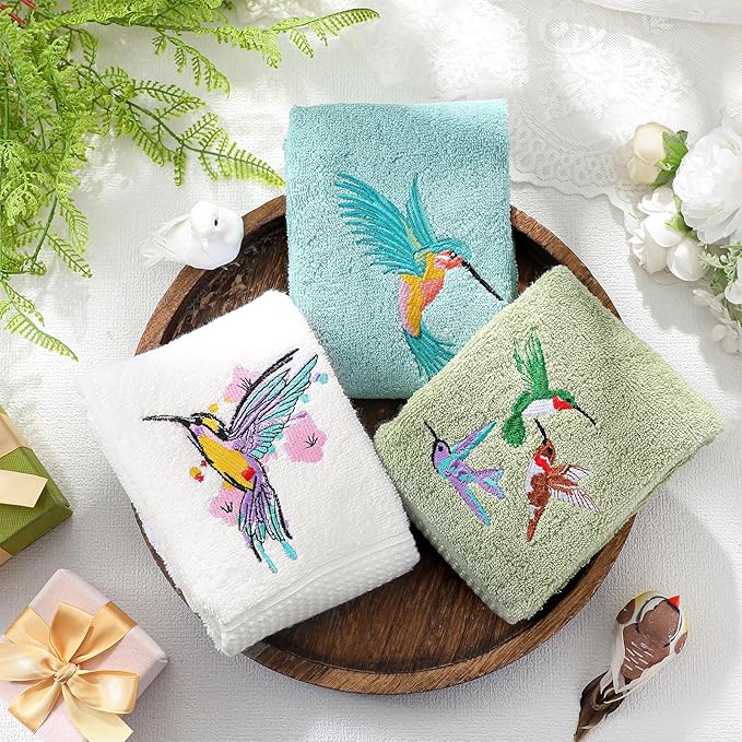 3 Pcs Hummingbird Hand Towels Farmhouse Garden Hummingbird Bathroom Decor 14x29
