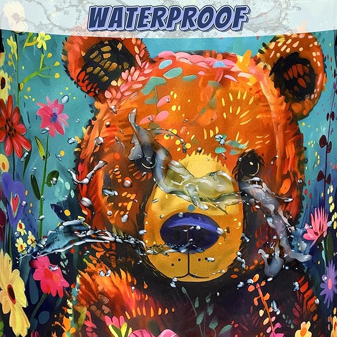 Bear Laundry Basket Oxford Cloth Foldable Colored Animal Flowers Laundry Hamper