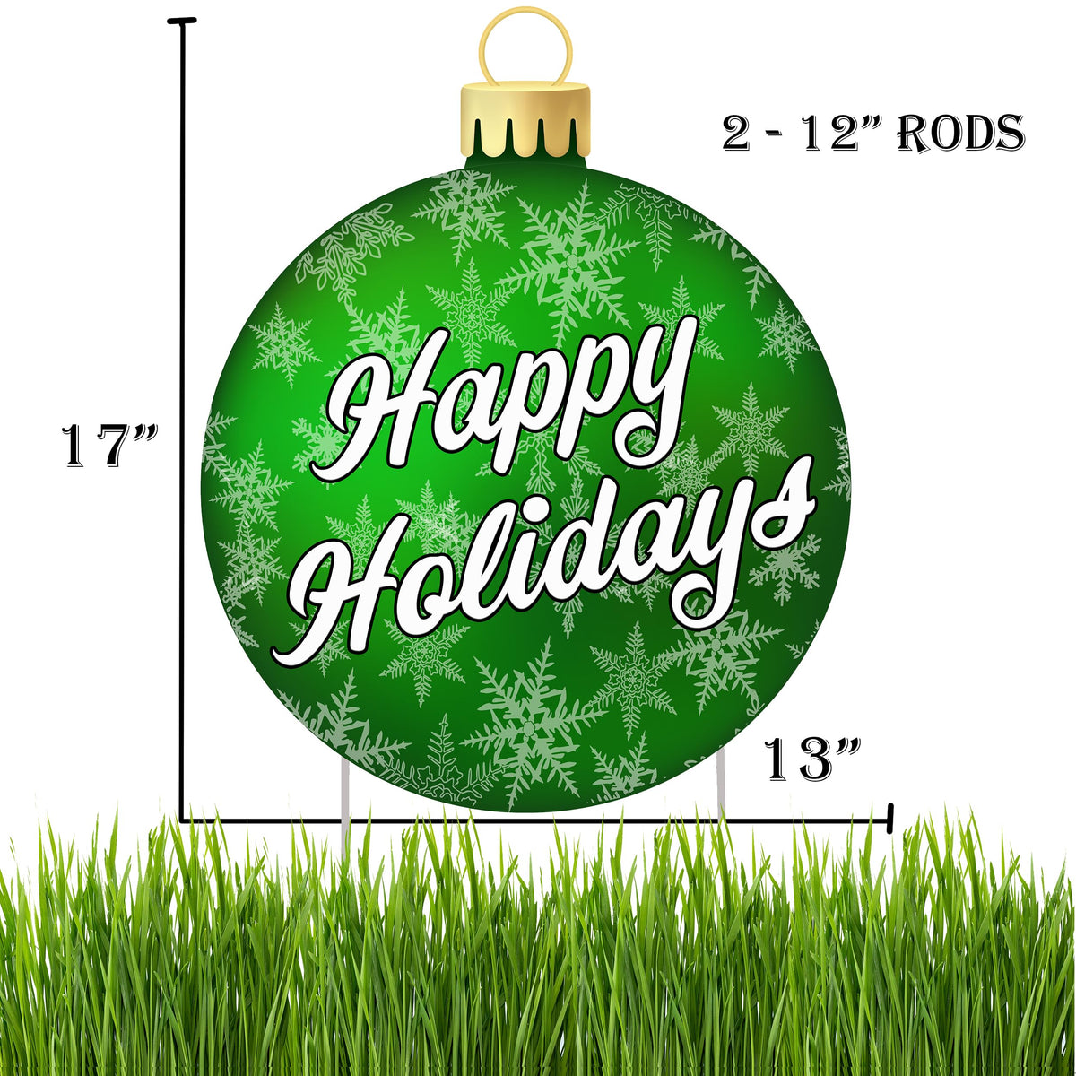 Rogue River Tactical Christmas Classic Yard Sign for Home Decor and Lawn Decoration With Stakes Green Ornament - Happy Holidays
