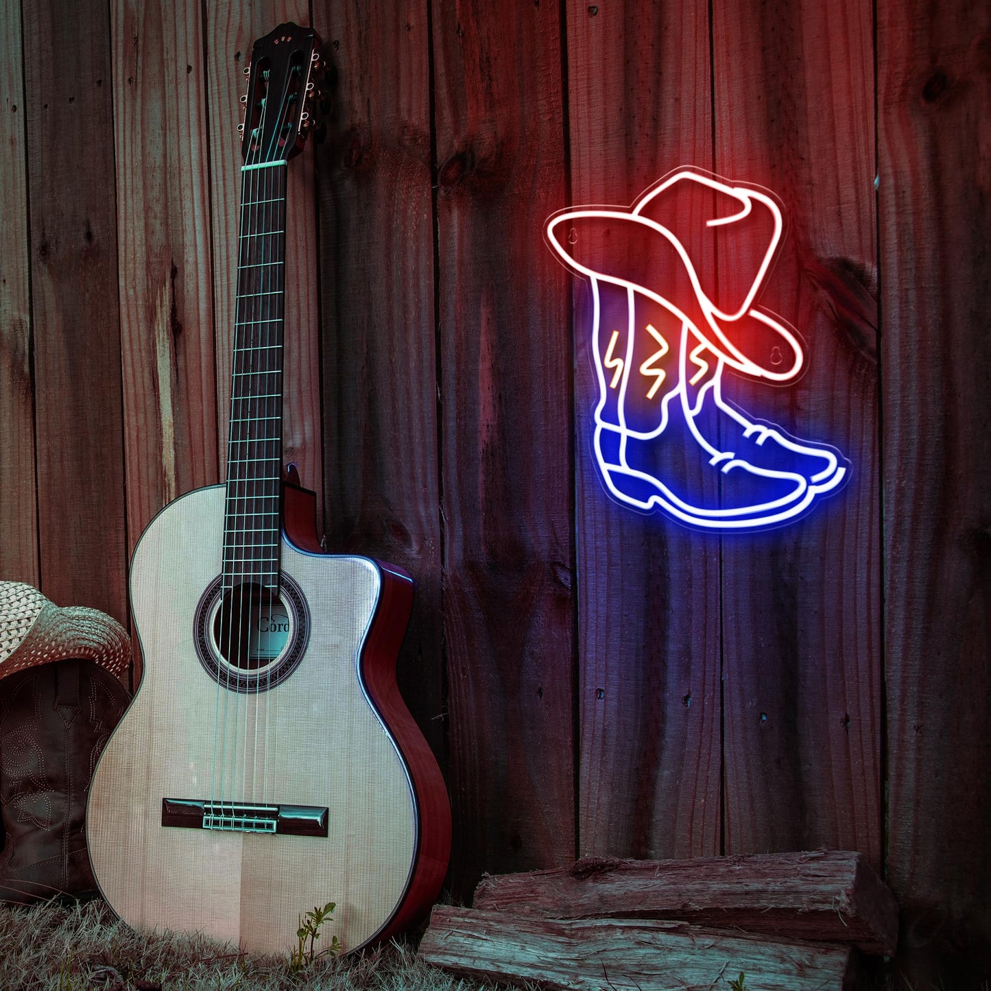Kavaas Cowboy Boot Neon Sign, Neon Cowboy Hat Sign for Wall Decor | Western Neon Sign for Bedroom, Bar, Office, Man Cave - Best Gifts for Rodeo Enthusiast, Birthday, Christmas