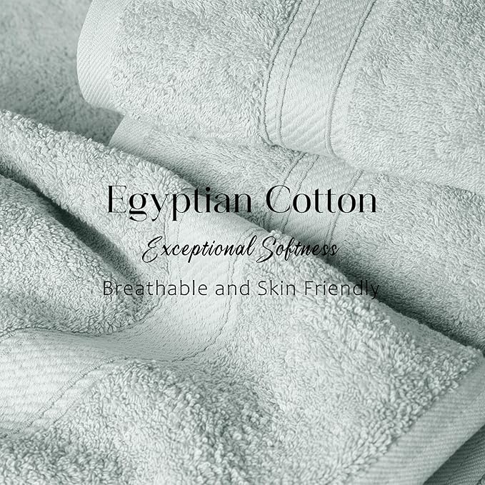 SUPERIOR Egyptian Cotton Pile 6 Piece Towel Set, Includes 2 Bath, 2 Hand