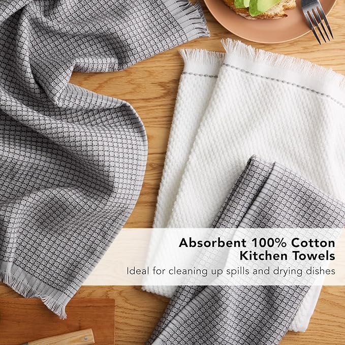 KitchenAid Gourmet Series Gridlines Kitchen Towels 3-Pack Set, 100% Cotton