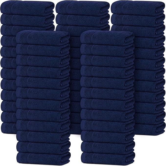 Tens Towels Pack of 60 Washcloths, 12 x 12 Inches, Lighter Weight, Quick to Dry