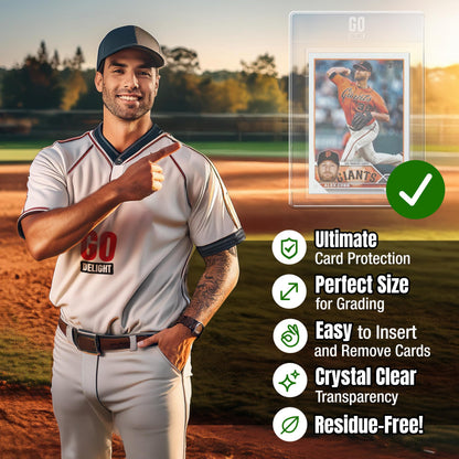 Semi Rigid Card Holders for PSA, SGC, BGS, CSG Grading – 100 Bundle - Baseball Card Sleeves - 50 Card Holders for Trading Cards + 50 Soft Sleeves – 3-5/16” x 4-7/8” with 1/2” Lip