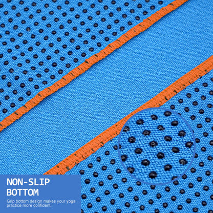Eunzel Hot Yoga Towel - Microfiber Non Slip Yoga Mat Towel with Grip Dot Sweat Absorbent Towel for Hot Yoga, Pilates and Fitness 72" x 24", Dark Cyan/Orange