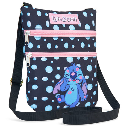 Disney Cross Body Bag for Girls, Lilo and Stitch Shoulder Bag, Stitch Gifts (Black)