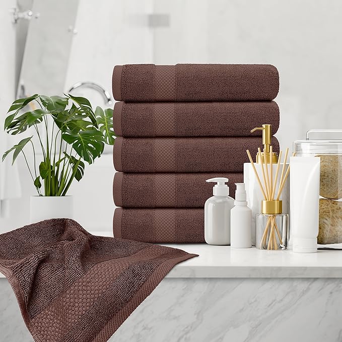 White Classic Luxury Brown Hand Towels