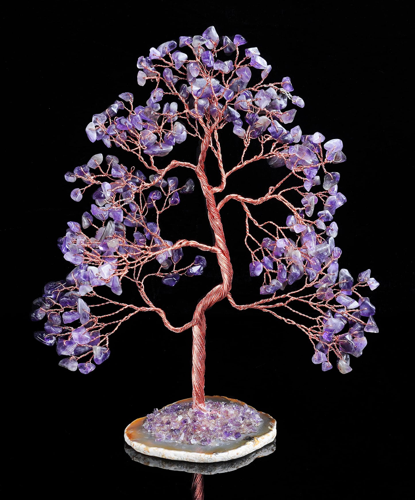 Crocon® Amethyst Crystal Tree of Life Gifts for Women, Men & Family, Gemstone Agate Slice Base Healing Chakra Feng Shui Money Spiritual Gift for mom, Wife, Sister Birthday Present Home & Room Decor