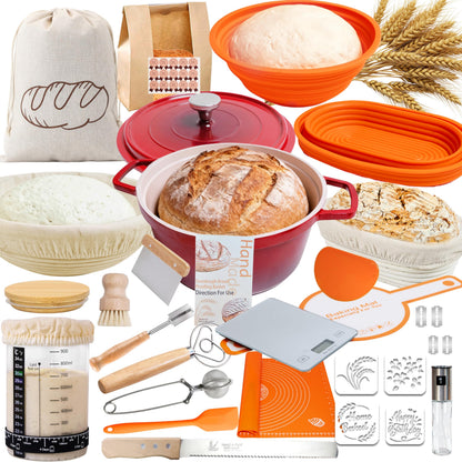 Super All-Inclusive Sourdough Starter Kit with Pot,Sourdough Bread Baking Supplies,4 Banneton Bread Proofing Baskets,Scale,34OZ Sourdough Starter Jar, Bread Making Tools Kit,Perfect Baking Gifts
