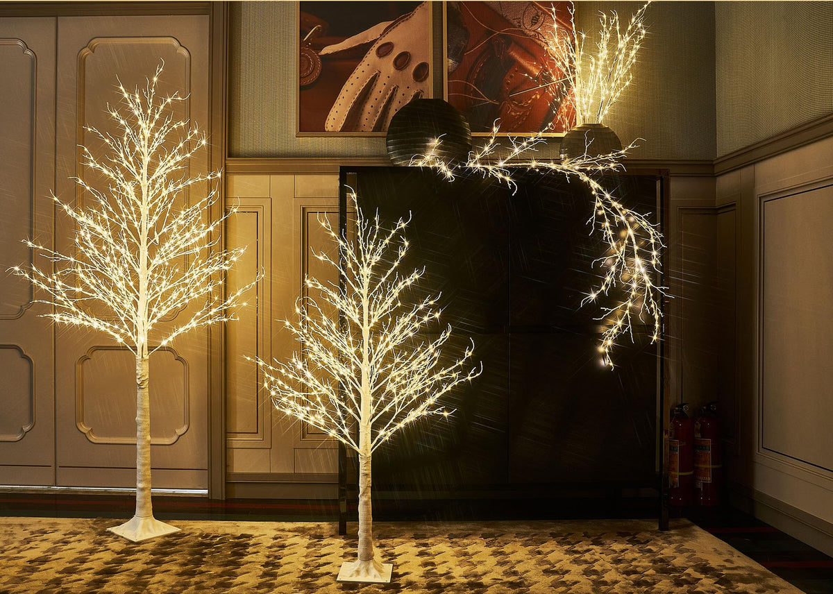 LITBLOOM Birch Garland with Lights 6FT 120 Fairy Lights Plug in, Lighted White Twig Vine Garland for Home Mantle Wall Christmas Decoration Inside Outside