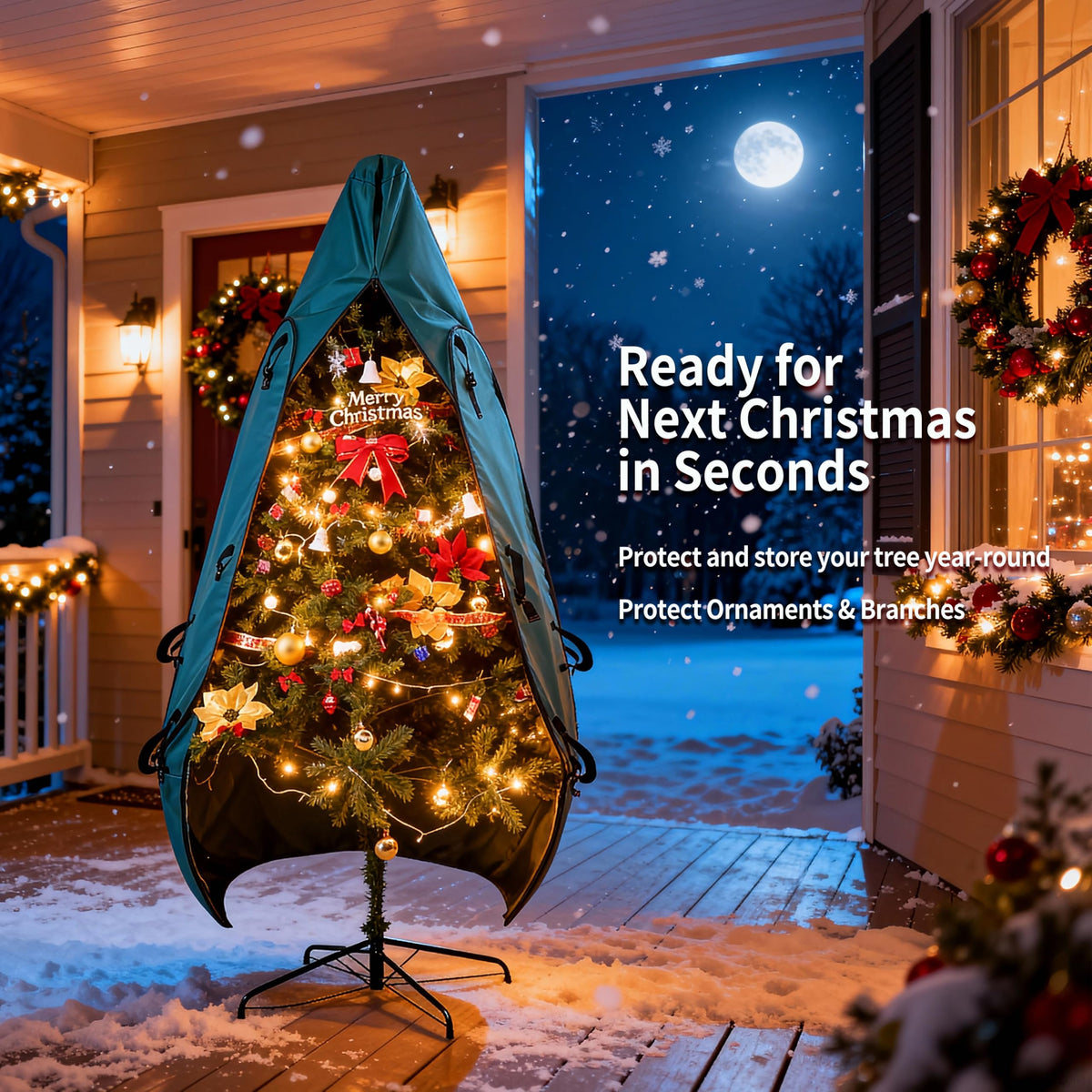 BakCover Upright Christmas Tree Storage Bag 7.5 Ft, Christmas Tree Cover Fit for 6 Ft to 7.5 Ft, Christmas Tree Covers for Upright Storage, Christmas Tree Bag