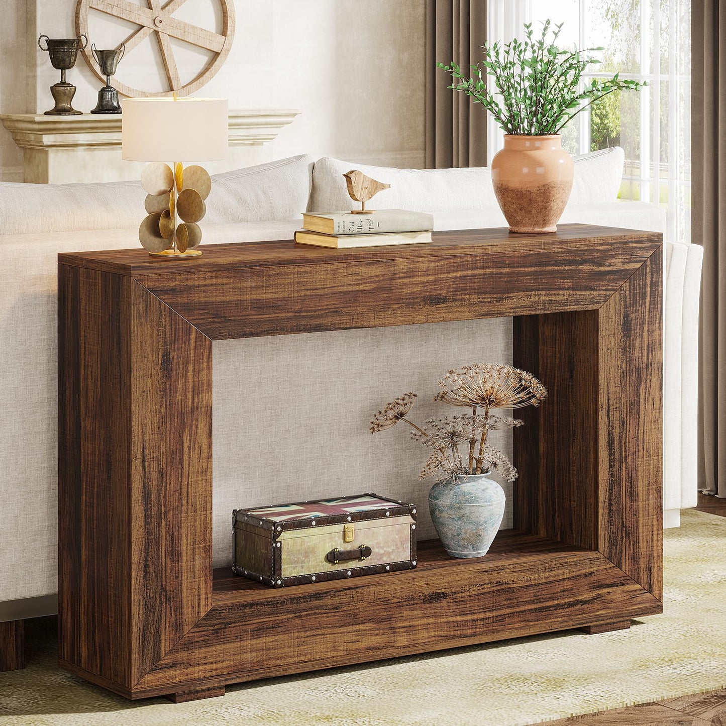 Tribesigns Farmhouse Console Table, 47 Inches Entryway Console Table with Storage, Industrial Hallway Accent Table for Living Room, Entrance