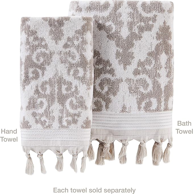 SKL Home Mirage Fringe 100% Turkish Cotton Hand Towel, 16x26 in