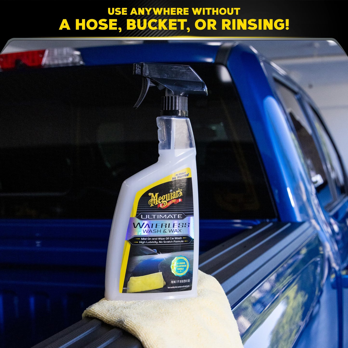 Meguiar's Ultimate Waterless Wash & Wax, Scratch-Free Waterless Car Cleaning Spray for Quick Detailing, 2-in-1 Cleaner and Wax Protection for a Brilliant Shine, 768ml