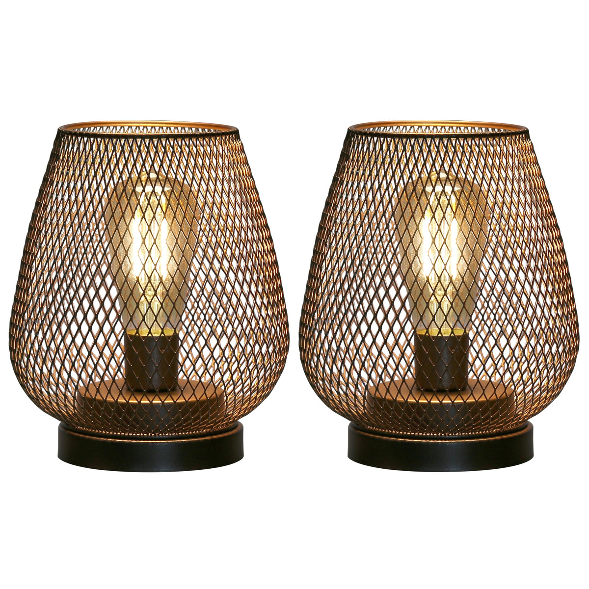 JHY DESIGN Set of 2 Metal Cage LED Lantern Battery Powered Cordless Accent Light with LED Great for Weddings Parties Patio Events for Indoors Outdoors
