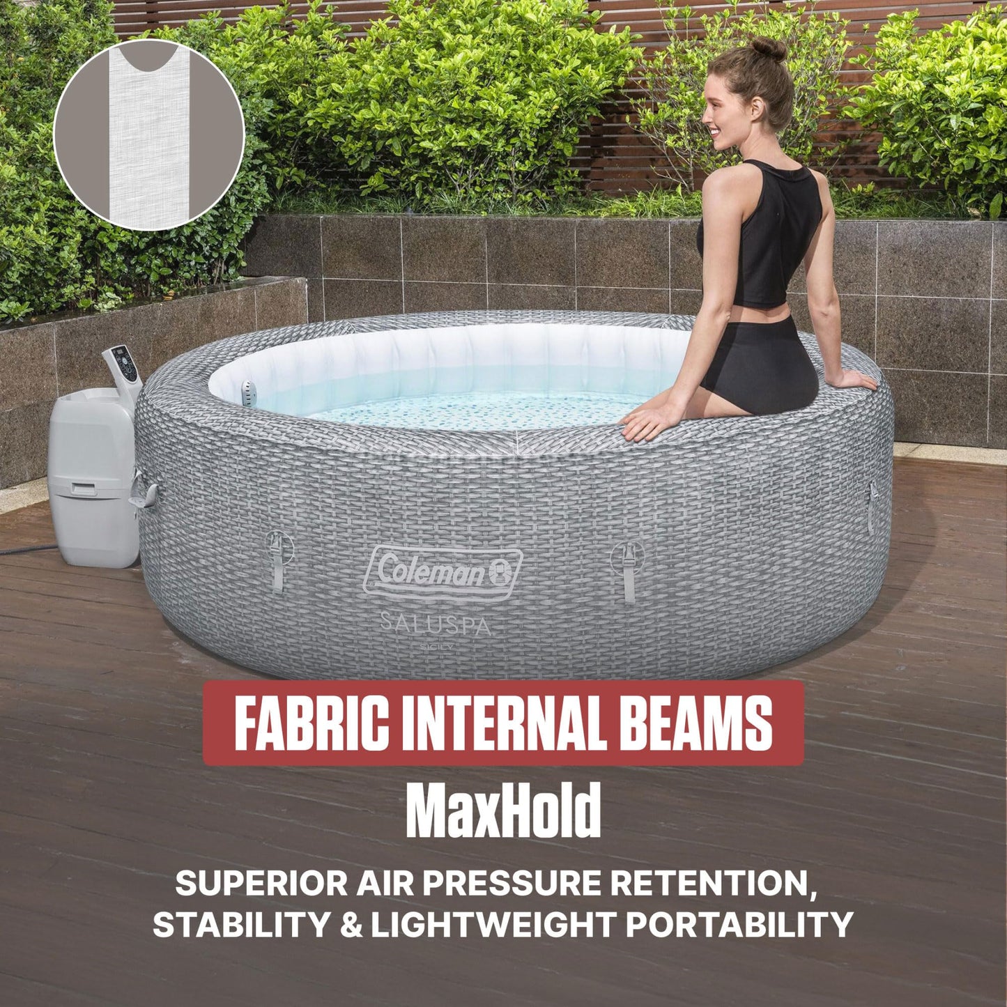 Coleman Sicily Energy-Efficient AirJet Inflatable Hot Tub 5-7 Person with App-Control
