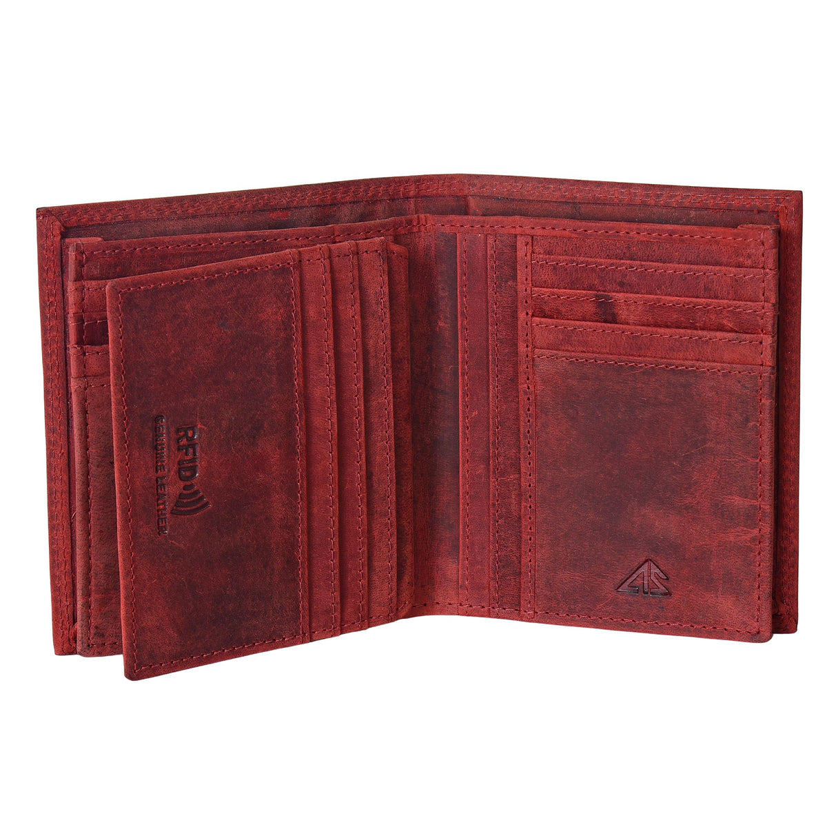 ASAD Genuine Leather Wallet for Men & Women | Compact & Spacious with 18 Card Slots, Expandable Currency Compartment & ID Window | Double-Stitched, RFID Blocking | Bordo Crazy Horse American Flag