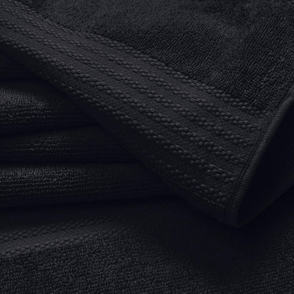 GLAMBURG Ultra Soft 8-Piece Towel Set - 100% Pure Ringspun Cotton, Contains 2 Oversized Bath Towels 27x54, 2 Hand Towels 16x28, 4 Wash Cloths 13x13 - Ideal for Everyday use, Hotel & Spa - Black