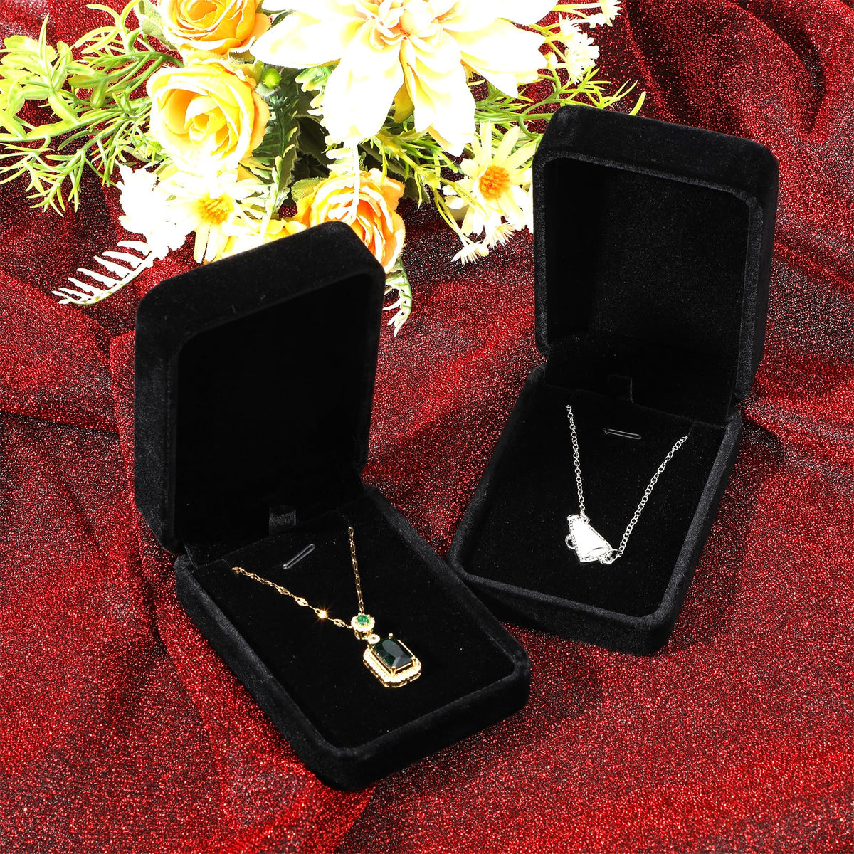 20 Pcs Necklace Pendant Box Velvet Jewelry Storage Display Case Ring Earring Pendant Jewelry Boxes Pearl Necklace Holder Gift Boxes for Christmas Wedding Engagement Birthday Anniversary(Black)