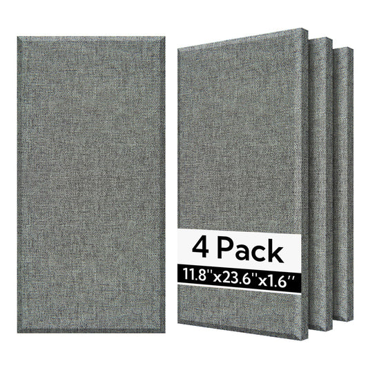 Olanglab Fiberglass Acoustic Wall Panels 4 Pack, 11.8'' x 23.6'' Sound Panels, Fabric Wrapped Sound Proof Panels for Walls (Dark Grey)