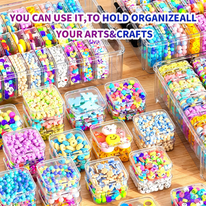 VANSUNS Bead Organizer Box 90 Pcs, 3-Tier Large Capacity Stackable Bead Storage Containers, Portable Plastic Craft Organizers for Jewelry Making, Bracelets, DIY, Nail Art Charms