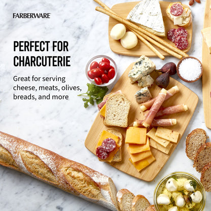 Farberware 4-Piece Bamboo Cutting Board Set - Reversible Boards for Chopping, Slicing, Charcuterie and Meal Prep - Kitchen Essential, Housewarming or Back-to-School Gift
