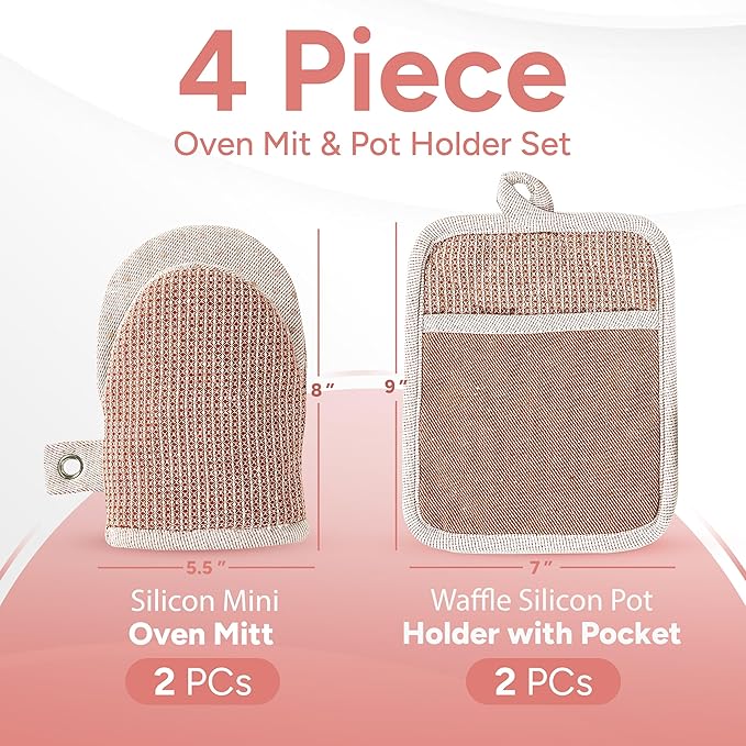 Casa Platino Cute Oven Mitts & Pot Holders, 4-Piece – Oven Mitts Heat Resistant