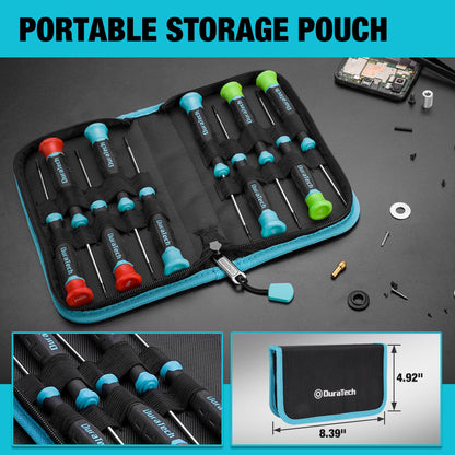 DURATECH Precision Screwdriver Set, 10 PCS Magnetic Small Screwdriver Set with Pouch, Phillips, Slotted, and Torx Star, Cr-V Steel, Mini Screw Drivers for Eyeglasses, Watches, Laptops, Phones