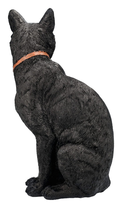 Pacific Giftware Realistic Black Cat Sculpture with Crescent Moon and Wicca Charm 12” Tall