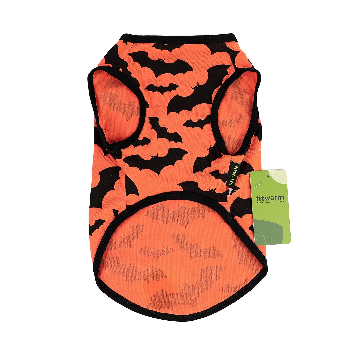 Fitwarm 100% Cotton Halloween Dog Clothes Scary Bat Dog Costumes Doggie Shirts Puppy Shirt Pet Vest Tank Top Cat Tee Orange X-Small