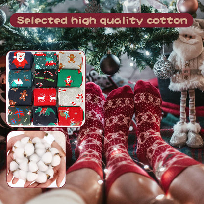BONANGEL Christmas Socks for Men, 6 Pairs Mens Holiday Socks, Christmas Gifts for Men