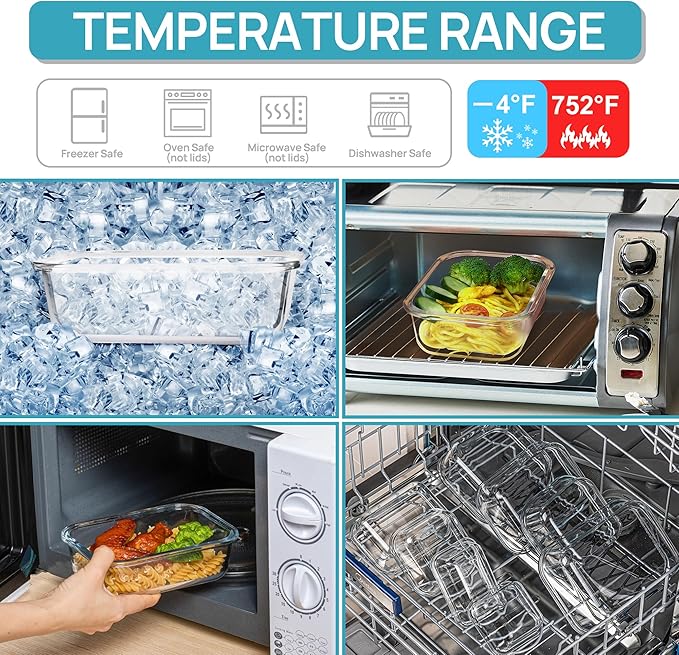 Vtopmart 8 Pack Glass Food Storage Containers